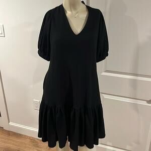 Code x Mode short sleeve black shift dress size small open tie back
